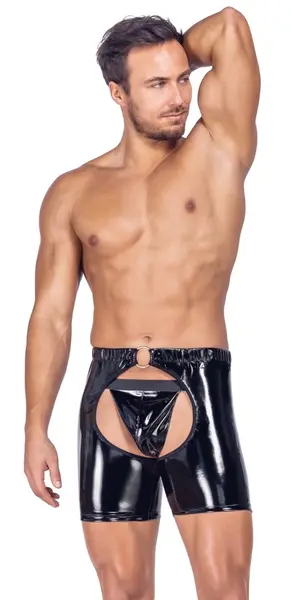 Black Level muške vinilne čaps pantalone S sjajni anatomski dizajn crne