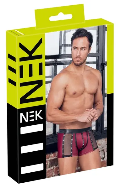 NEK muške mat pantalone XL sa provokativnom mrežicom i nitnama, crveno crne