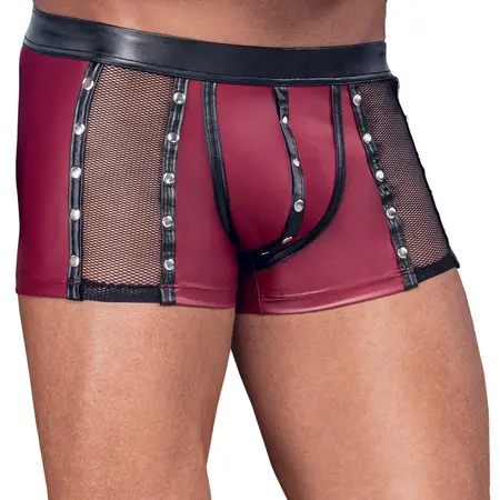 NEK muške mat pantalone XL sa provokativnom mrežicom i nitnama, crveno crne