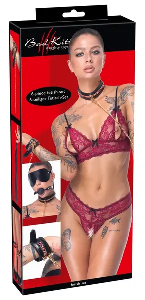 Bad Kitty Premium luksuzni bondage set sa lancima od 6 delova, crno-zlatni podesivi komplet