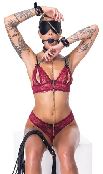 Bad Kitty Premium luksuzni bondage set sa lancima od 6 delova, crno-zlatni podesivi komplet