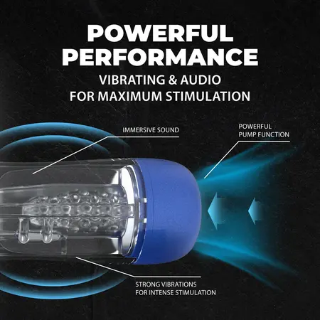 SonicPull Metallic Blue intimni aparat sa vakuumom, vibracijom i multimedijom