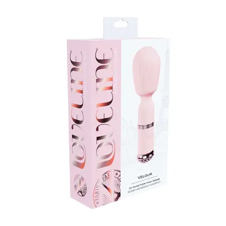 Loveline Velour Mini Wand Rosa punjivi silikonski masažer sa 10 modova rada
