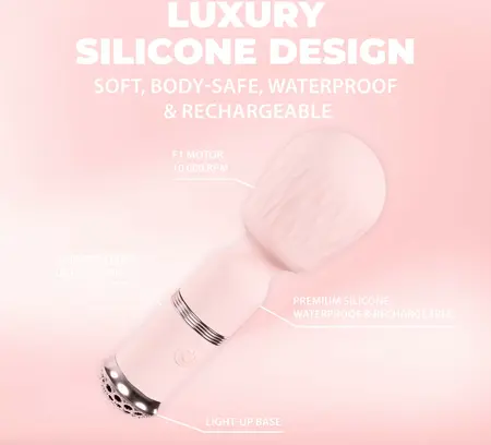 Loveline Velour Mini Wand Rosa punjivi silikonski masažer sa 10 modova rada