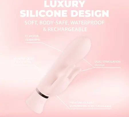 Loveline Tendre roze punjivi rabbit vibrator sa dva motora, vodootporan