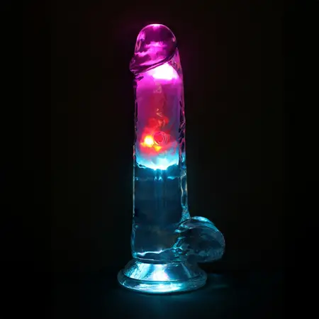 RealRock LED vibrirajući dildo 18 cm providni