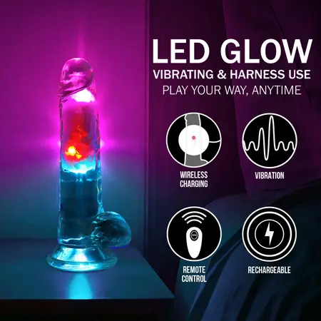 RealRock LED vibrirajući dildo 18 cm providni