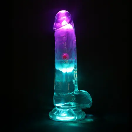 RealRock vibrirajući LED providni dildo 15 cm sa vakuum postoljem