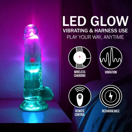 RealRock vibrirajući LED providni dildo 15 cm sa vakuum postoljem
