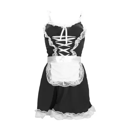 S-Line by Shots French Maid Costume S/M Elegant Black Dress Set