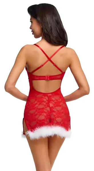 Cottelli LINGERIE X-Mas seksi spavaćica L/XL od crvene čipke sa podesivim bretelama