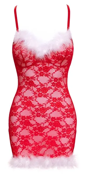 Cottelli Lingerie X-Mas spavaćica S/M, crvena čipka, podesive bretele