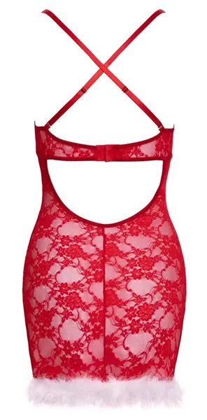 Cottelli Lingerie X-Mas spavaćica S/M, crvena čipka, podesive bretele