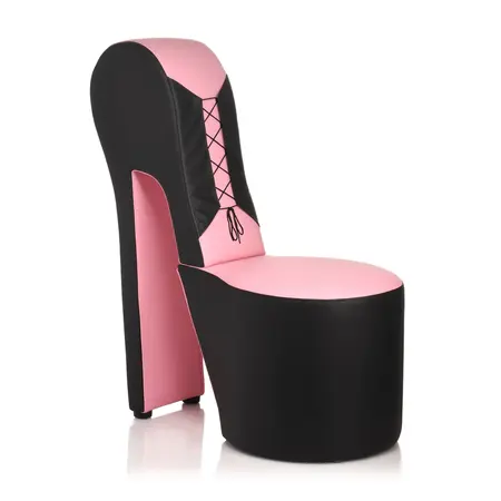 XR Brands Stiletto Chair Pink - Modern Vegan Leather Decorative Seat