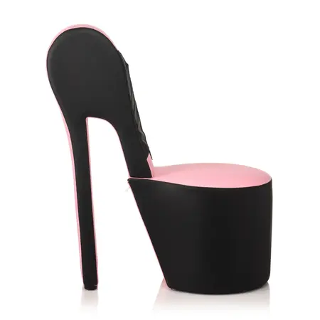XR Brands Stiletto Chair Pink - Modern Vegan Leather Decorative Seat