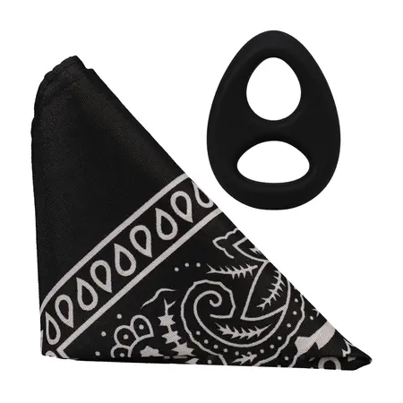 The Code set silikonski prsten i bandana crni u dvobojnom dizajnu