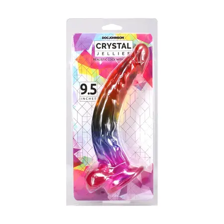 Doc Johnson Crystal Jellies Rainbow 24.1 cm intimni model sa vakuumskim postoljem