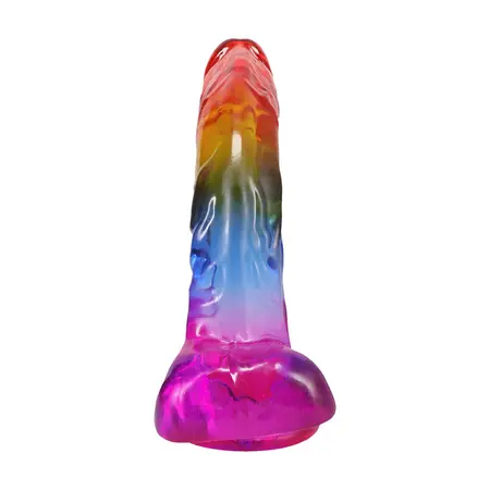 Doc Johnson Crystal Jellies Rainbow 24.1 cm intimni model sa vakuumskim postoljem