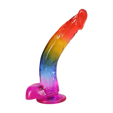 Doc Johnson Crystal Jellies Rainbow 24.1 cm intimni model sa vakuumskim postoljem