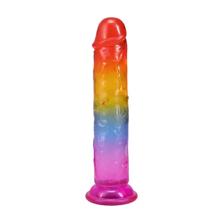 Doc Johnson Crystal Jellies Rainbow Model 7 sa savitljivom površinom dužine 17.8 cm