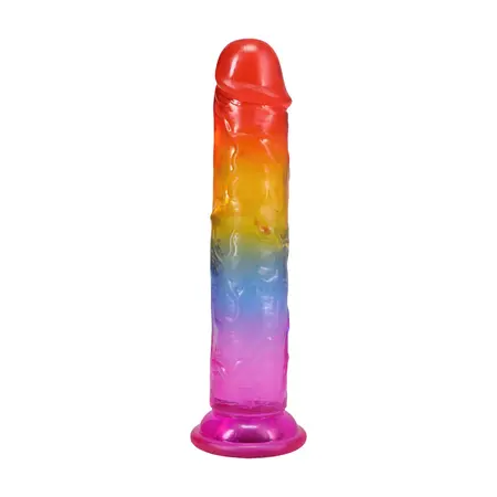 Doc Johnson Crystal Jellies Rainbow Model 7 sa savitljivom površinom dužine 17.8 cm
