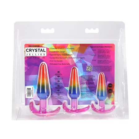Doc Johnson Crystal Jellies set analnih čepova Rainbow S/M/L set za postepeni trening