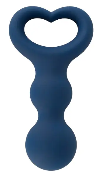 Magic Shiver silikonski analni čep sa drškom u obliku srca dužine 9.5 cm i dizajnom sa dve kuglice