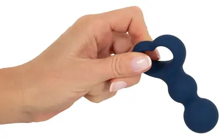 Magic Shiver silikonski analni čep sa drškom u obliku srca dužine 9.5 cm i dizajnom sa dve kuglice