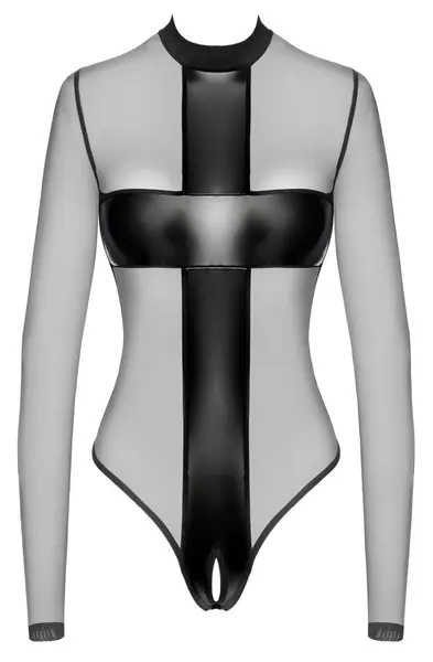 Noir Handmade Body Cross XL crni providni bodi sa wetlook detaljima