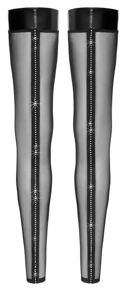 Noir Handmade Powerwetlook XL dokolenice sa ukrasnim kamenčićima, crne