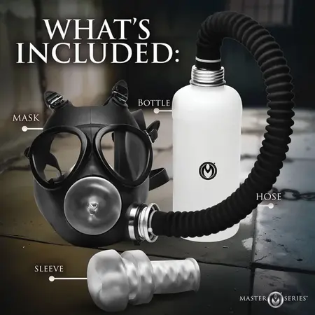 Overload Gas Mask Intimate System Kit Black - Adjustable Silicone, 1L Bottle