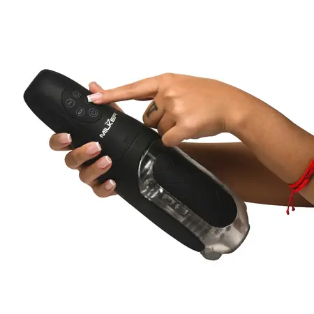 XR Brands Milker Grip intimni aparat sa vakuumom i vibracijom, providno crni