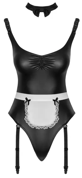 Cottelli Costumes Maid Body M, trodelni rastegljivi komplet, crno beli