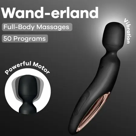 Satisfyer Wand-erland Vibrating Massager Black XXL Waterproof