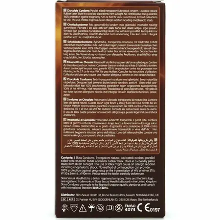 Skins Chocolate Premium kondomi 8 komada, sa mirisom, dodatno podmazani, prirodni lateks