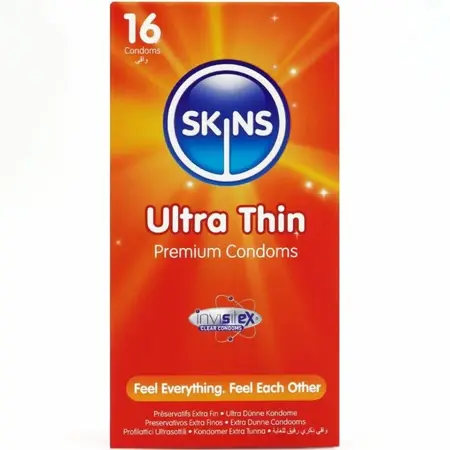 Skins Ultra Thin premium kondomi od lateksa, pakovanje od 16 komada, sa mirisom vanile, 180 mm