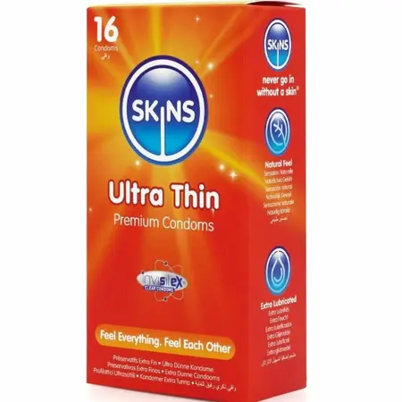 Skins Ultra Thin premium kondomi od lateksa, pakovanje od 16 komada, sa mirisom vanile, 180 mm