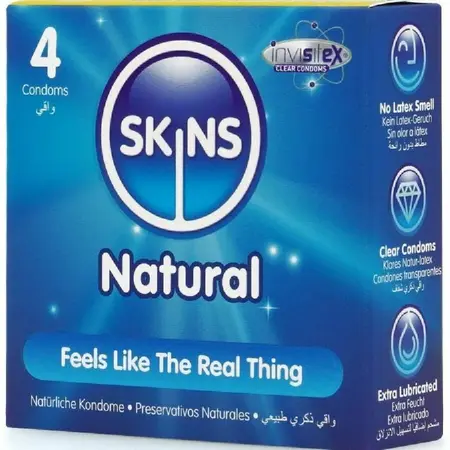 Skins Natural Premium kondomi od lateksa, pakovanje od 4 komada, ultra tanki sa mirisom vanile