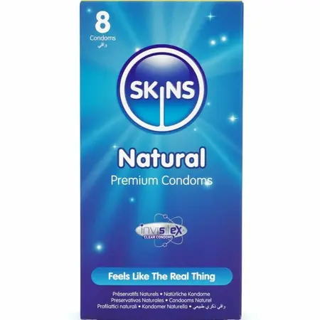 Skins Natural Premium Lateks Kondomi 8-Pak Ultra Tanki Vanila Miris