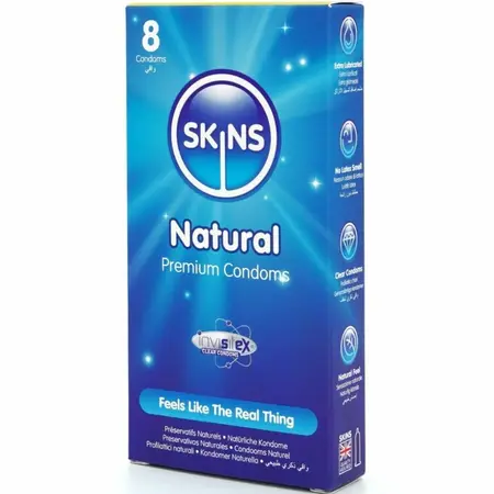 Skins Natural Premium Lateks Kondomi 8-Pak Ultra Tanki Vanila Miris