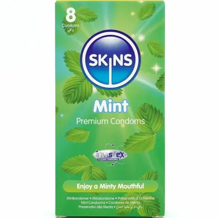 Skins Mint Premium ultra tanki kondomi od lateksa sa mirisom mente, 8 komada