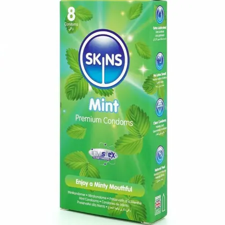 Skins Mint Premium ultra tanki kondomi od lateksa sa mirisom mente, 8 komada