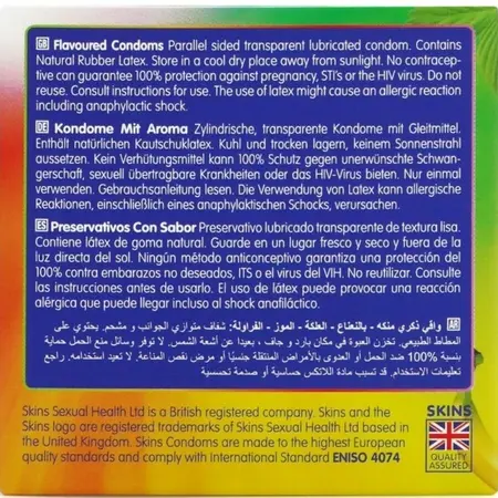 Skins Multi Flavors Premium Condoms 4-Pack - Banana, Mint, Bubblegum, Strawberry