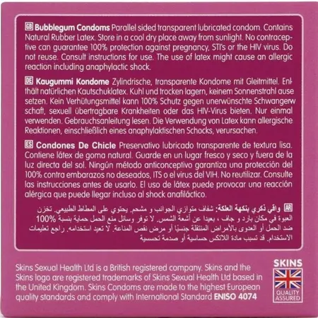 SKINS Bubblegum Premium Latex Condoms 4-Pack Scented Ultra-Thin