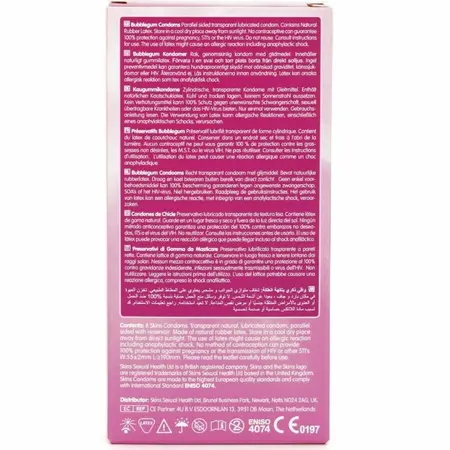 Skins Bubblegum Premium Lateks Kondomi 8kom - Voćna Aroma, Dodatno Podmazani