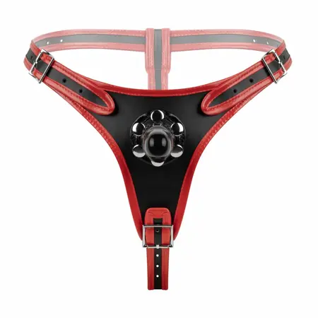 Fetish Collection trostruki pojas podesiv crno crveni 54 do 106cm