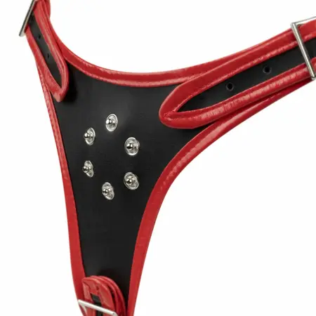 Fetish Collection trostruki pojas podesiv crno crveni 54 do 106cm