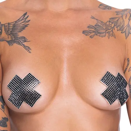 Cottelli Accessoires Cross Black Decorative Nipple Stickers 7.5 cm