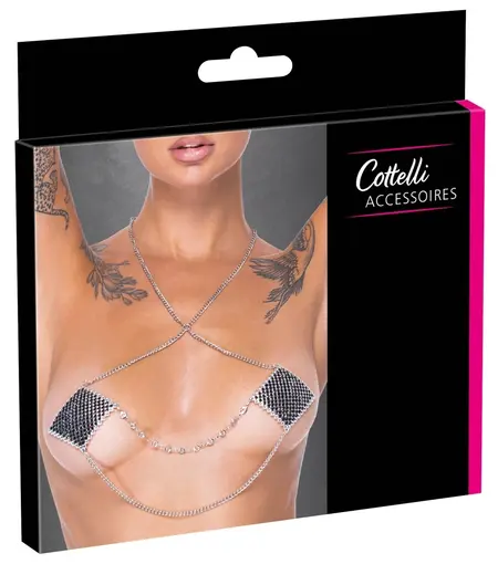 Cottelli Accessories nakit za bradavice sa srebrnim lančićem Glam set dimenzija 5.5x5.5 cm