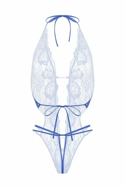 Bodi Renee Magic Blue, mekani čipkani bodi brenda Be Wicked, podesive bretele, veličina S/M